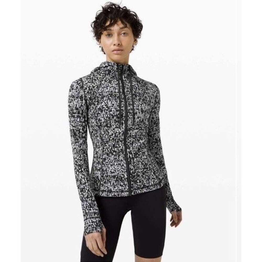 Lululemon Hooded Define Jacket Nulu Urban Block Ice Grey Black Size 12